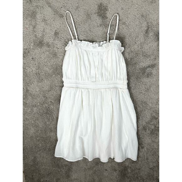 All in Favor Cotton Gauze White Sleeveless Mini Dress Size Large Beach Coquette - Picture 3 of 11